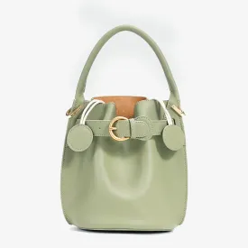 2023 new bucket bag for summer outfit cowhide green leather handbag 2328