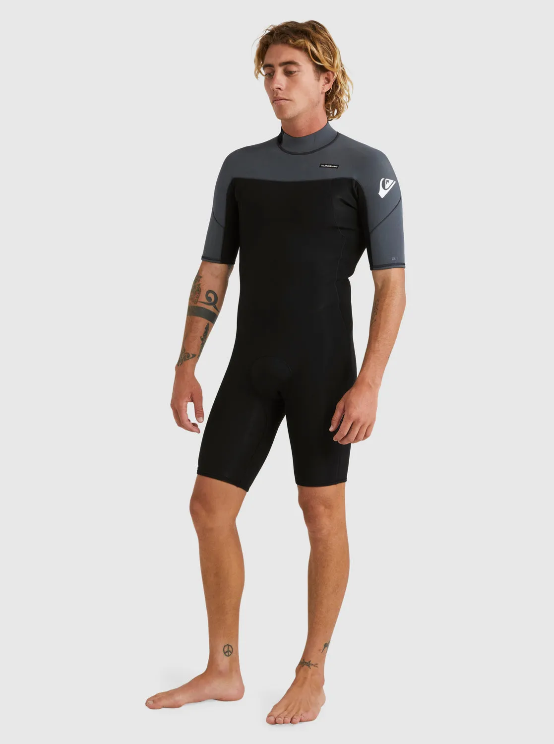 2/2mm Everyday Sessions Short Sleeve Back Zip Springsuit - Black/Gun Metal