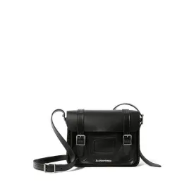 AB097001 - 11 inch Leather Messenger Bag - Black