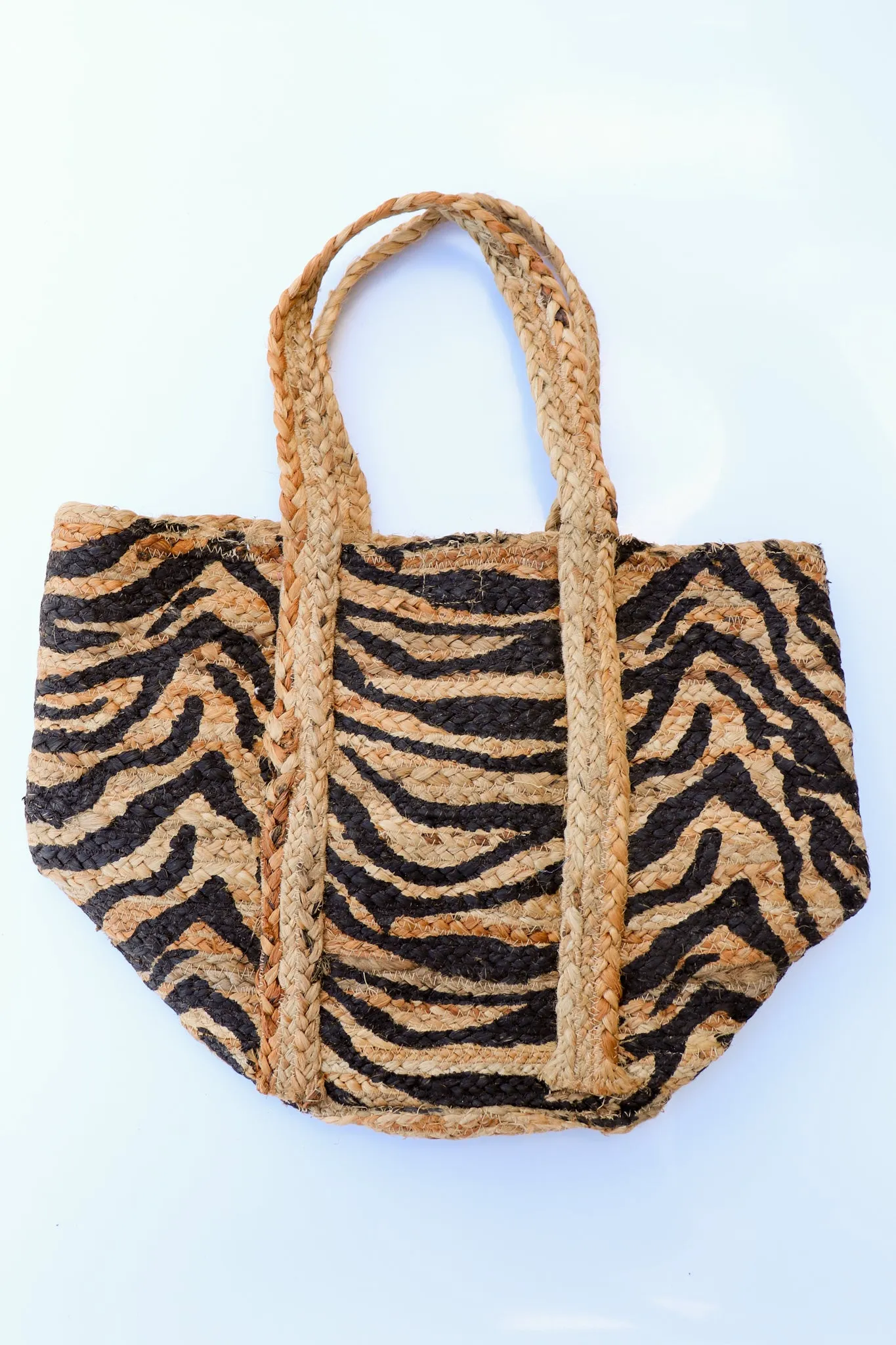 Adorne Jungle Love Woven Jute Tote Bag