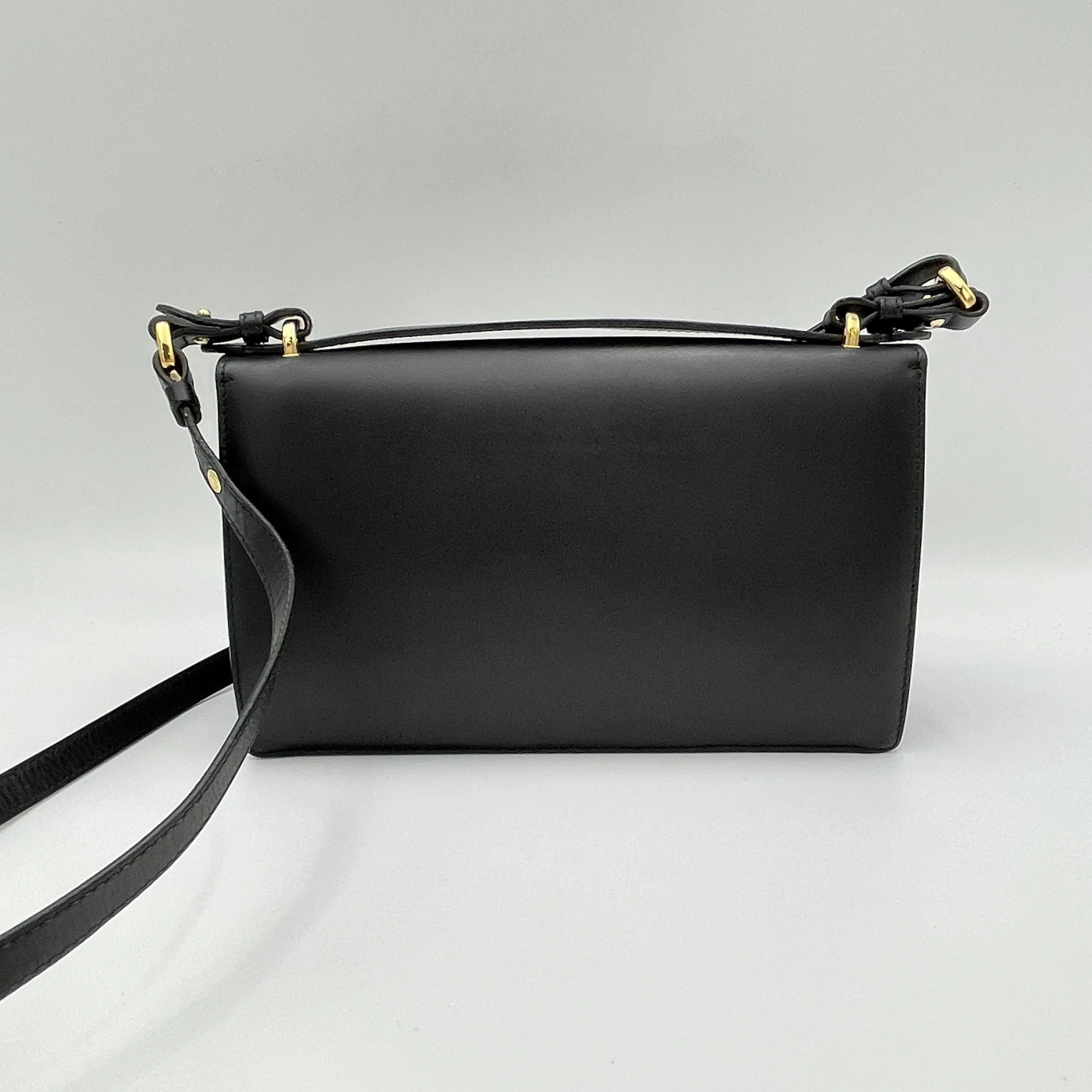 Aileen Black Crossbody Bag in Calfskin, Gold hardware