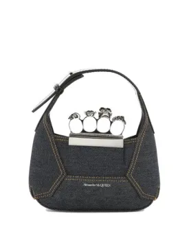 ALEXANDER MCQUEEN Blue Jewelled Hobo Handbag for Women - FW23 Collection