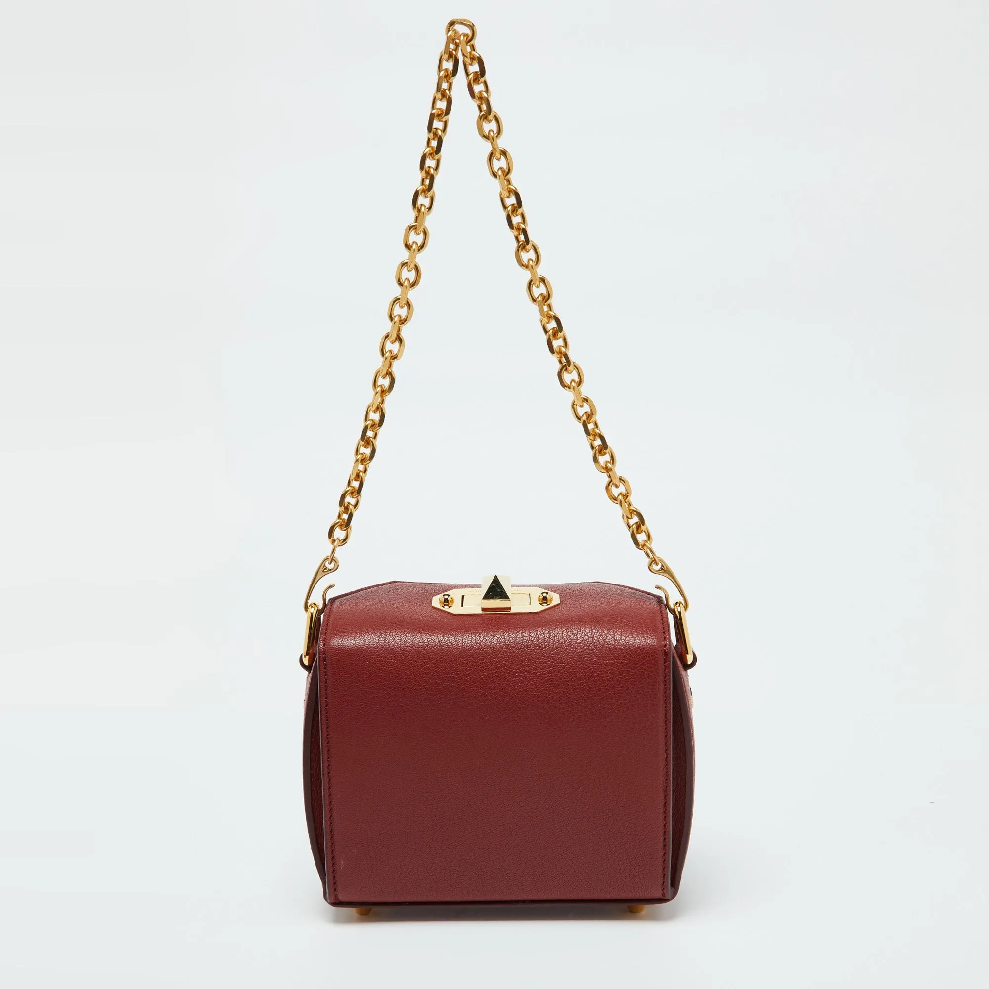 ALEXANDER MCQUEEN Brick Brown Leather Box Crossbody Bag