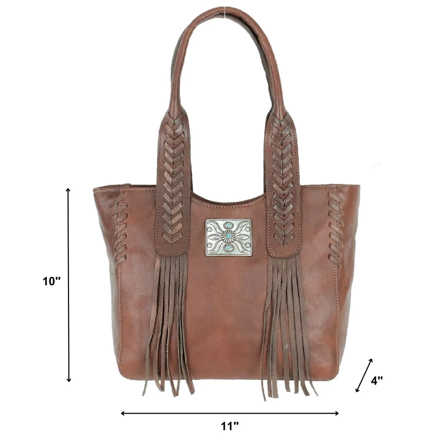 American West Womens Mohave Canyon Dark Brown Leather Tote Bag