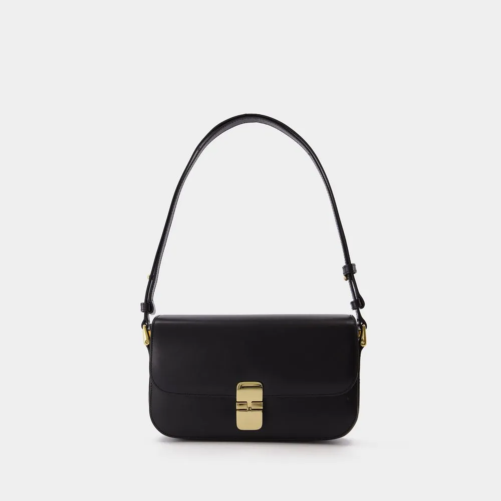 A.P.C. Chic Black Leather Baguette Crossbody