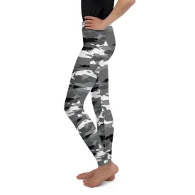 Black & White Camo Youth Leggings