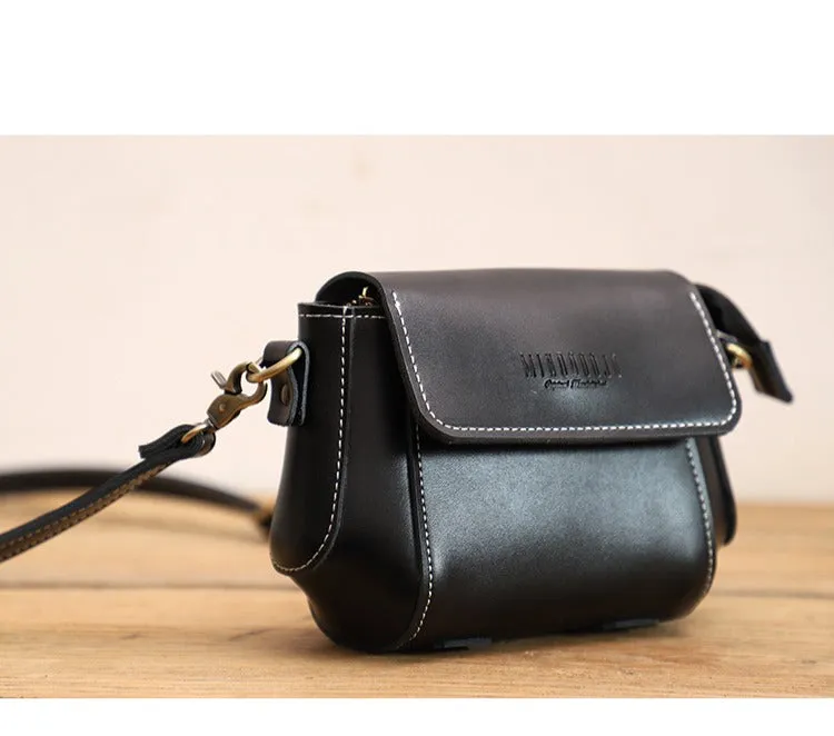 Black LEATHER Small Cute Side Bag WOMEN SHOULDER BAG Small Crossbody Purse FOR WOMEN