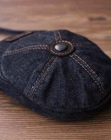 Black Unique Denim Cap Mini Shoulder Bags Belt Pouch Denim Cap Phone Crossbody Bag Women