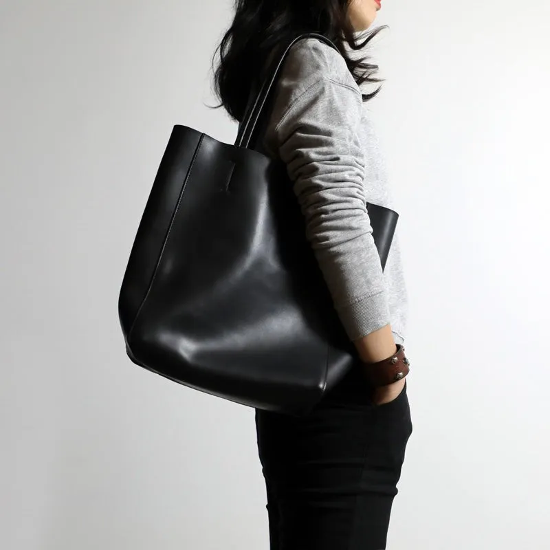 Black Womens Leather Vertical Tote Purse Womens Tote Shopper Shoulder Bag for Ladies