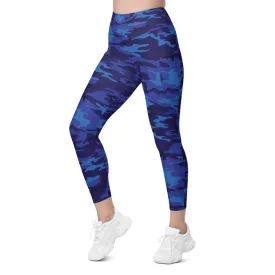 Blue Camo Leggings with Pockets