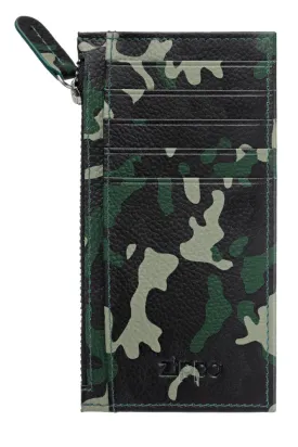 Card Holder with Zipper Camo Green