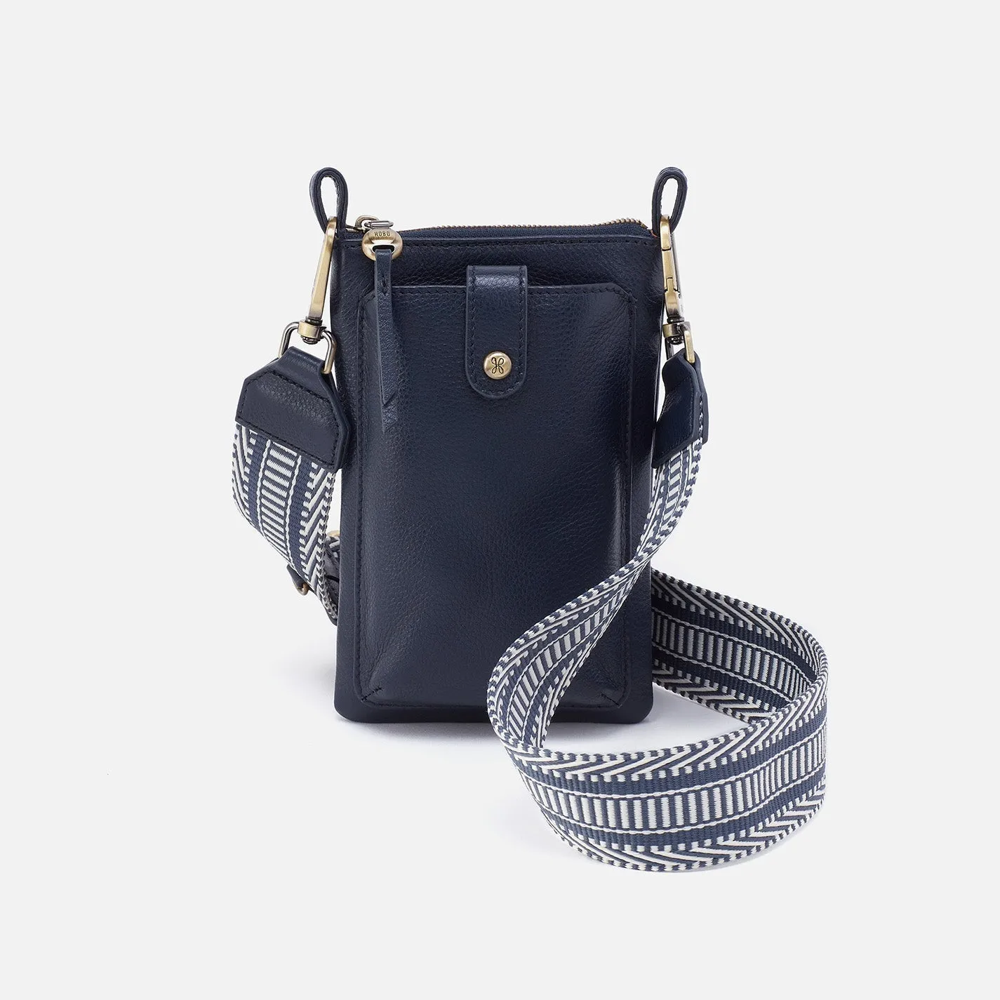 Cass Phone Crossbody In Pebbled Leather - Sapphire