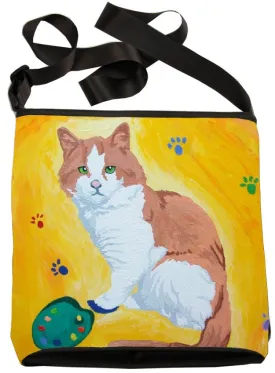 Cat Large Cross Body Bag - Paw in the Paint