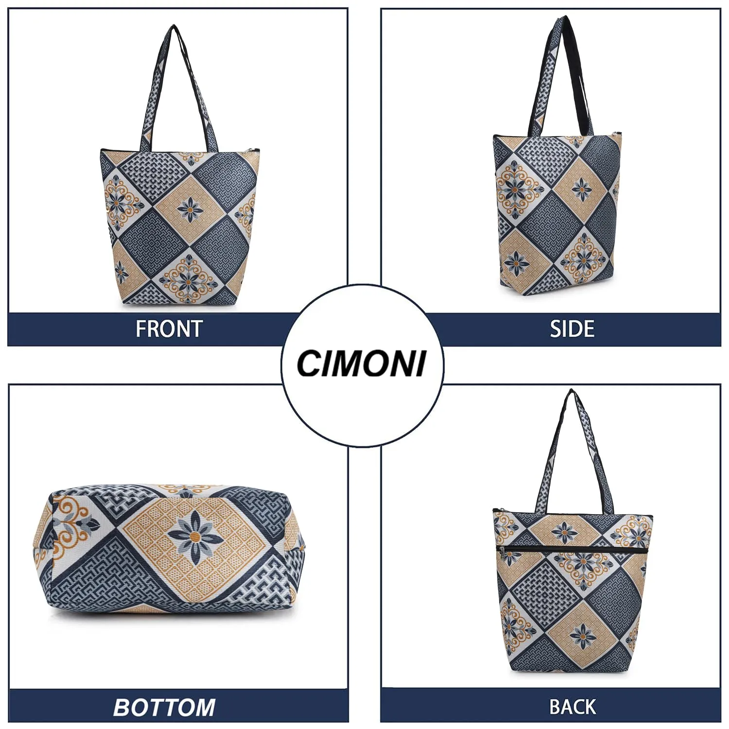 CIMONI Fabric Stylish Top Handle Handheld Shoulder Design Daytrip Shopping Handbag For Women