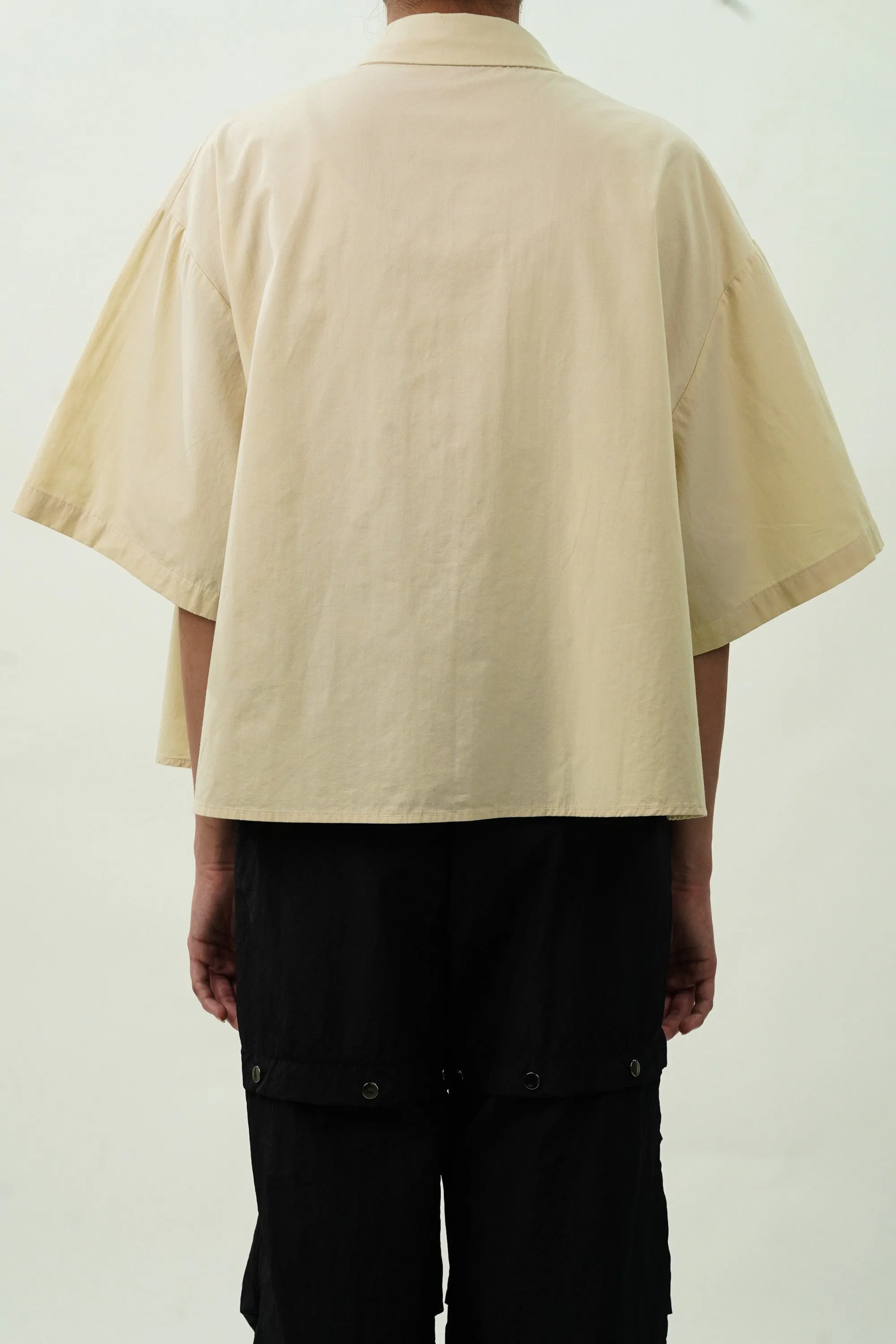 Diagonal Flap Cream Oversized Shirt