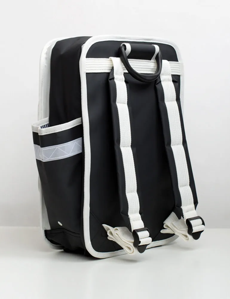 Eco Matt coated water resistant Classic laptop backpack black and white