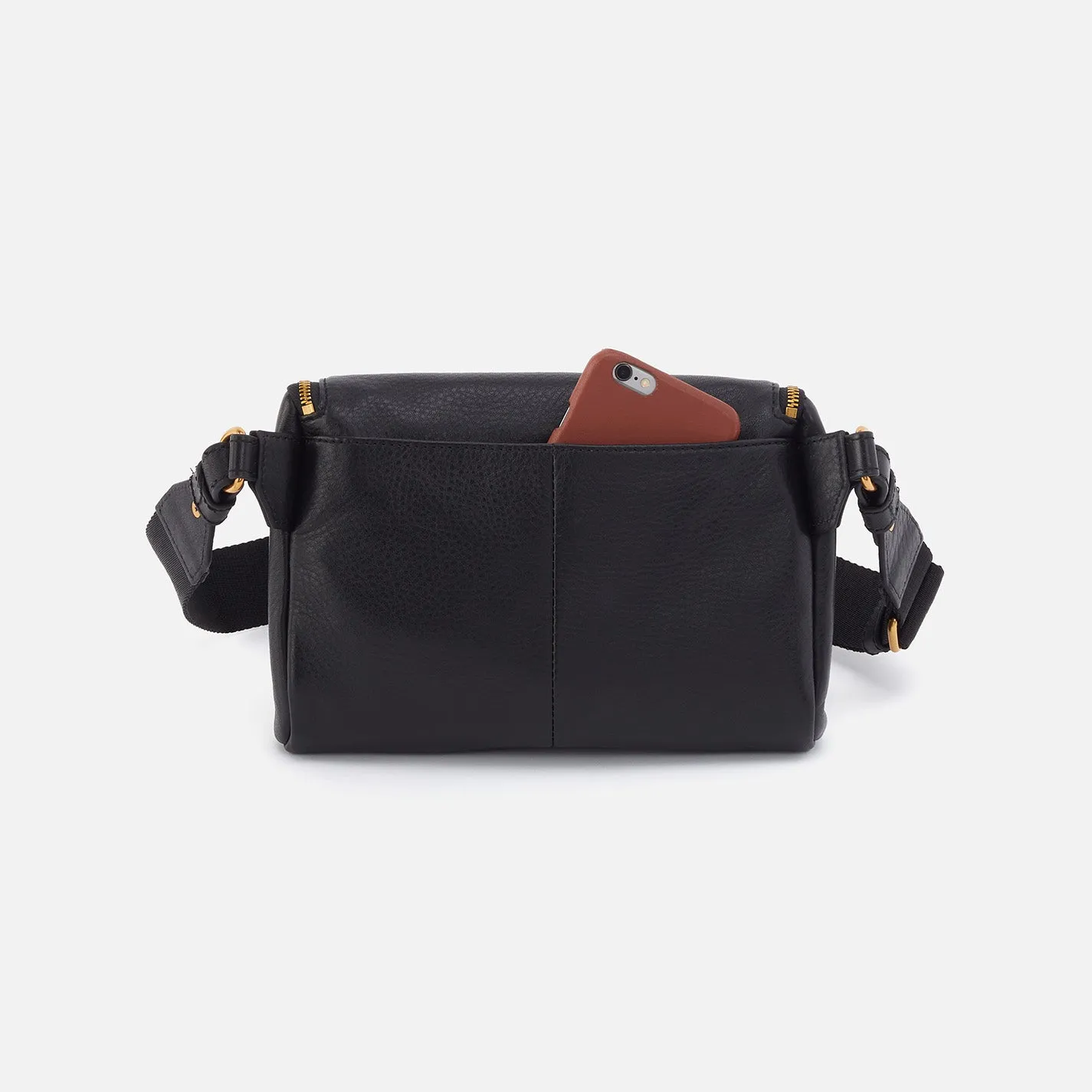 Fern Large Belt Bag In Pebbled Leather - Black