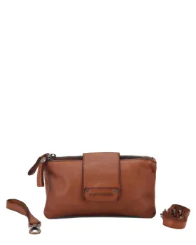 Kompanero Jonah Cognac Leather Crossbody/Clutch Bag