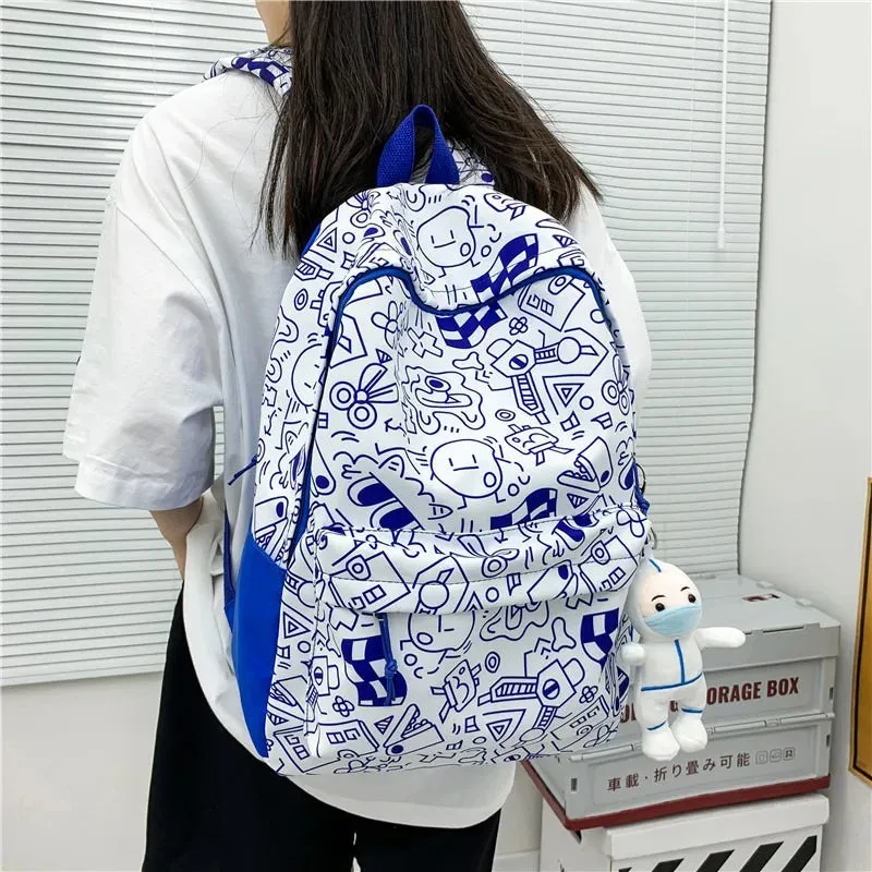 Large Capacity Graffiti Waterproof Backpack and Bags