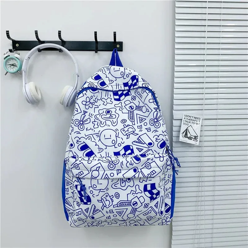 Large Capacity Graffiti Waterproof Backpack and Bags