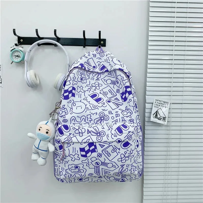 Large Capacity Graffiti Waterproof Backpack and Bags