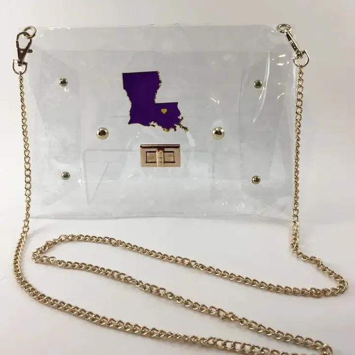 LSU Purple State Clear Purse