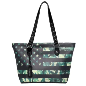 MW1035-8113  Montana West US Flag Design Tote Bag - Black