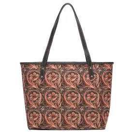 MW1162-8112 Montana West Vintage Floral Print Canvas Tote Bag