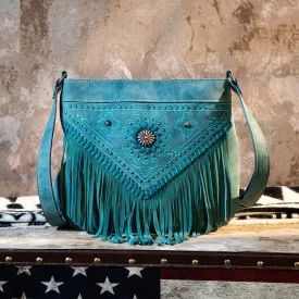 MW880G-9360  Montana West Concho Collection Concealed Carry Crossbody Bag - Turquoise