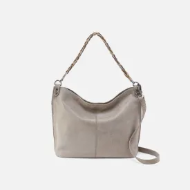 Pier Shoulder Bag in Metallic Leather - Granite Grey