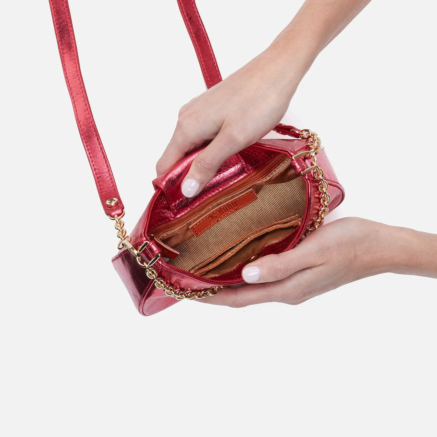 Rosa Crossbody in Metallic Leather - Strawberry Fields