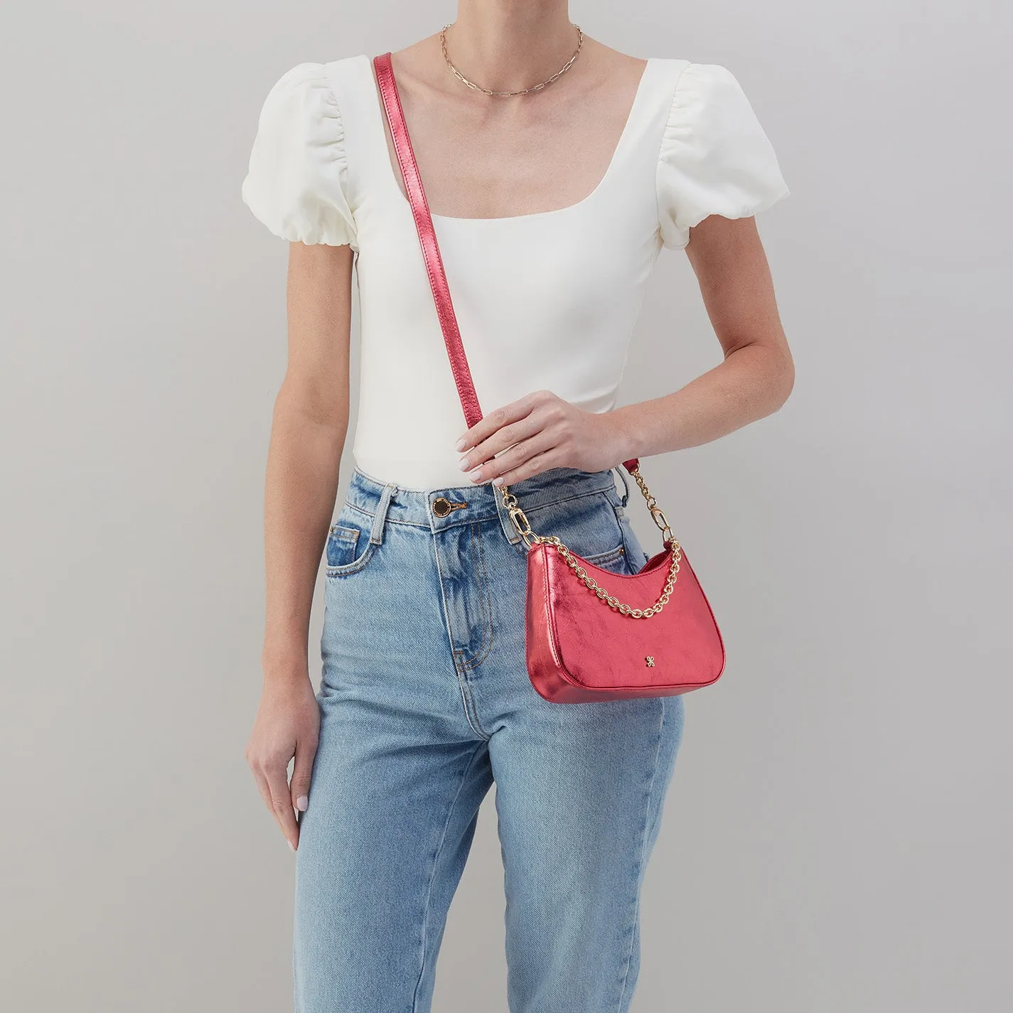 Rosa Crossbody in Metallic Leather - Strawberry Fields