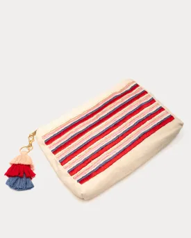 Zip Top Wristlet w/Pom Pom Pink